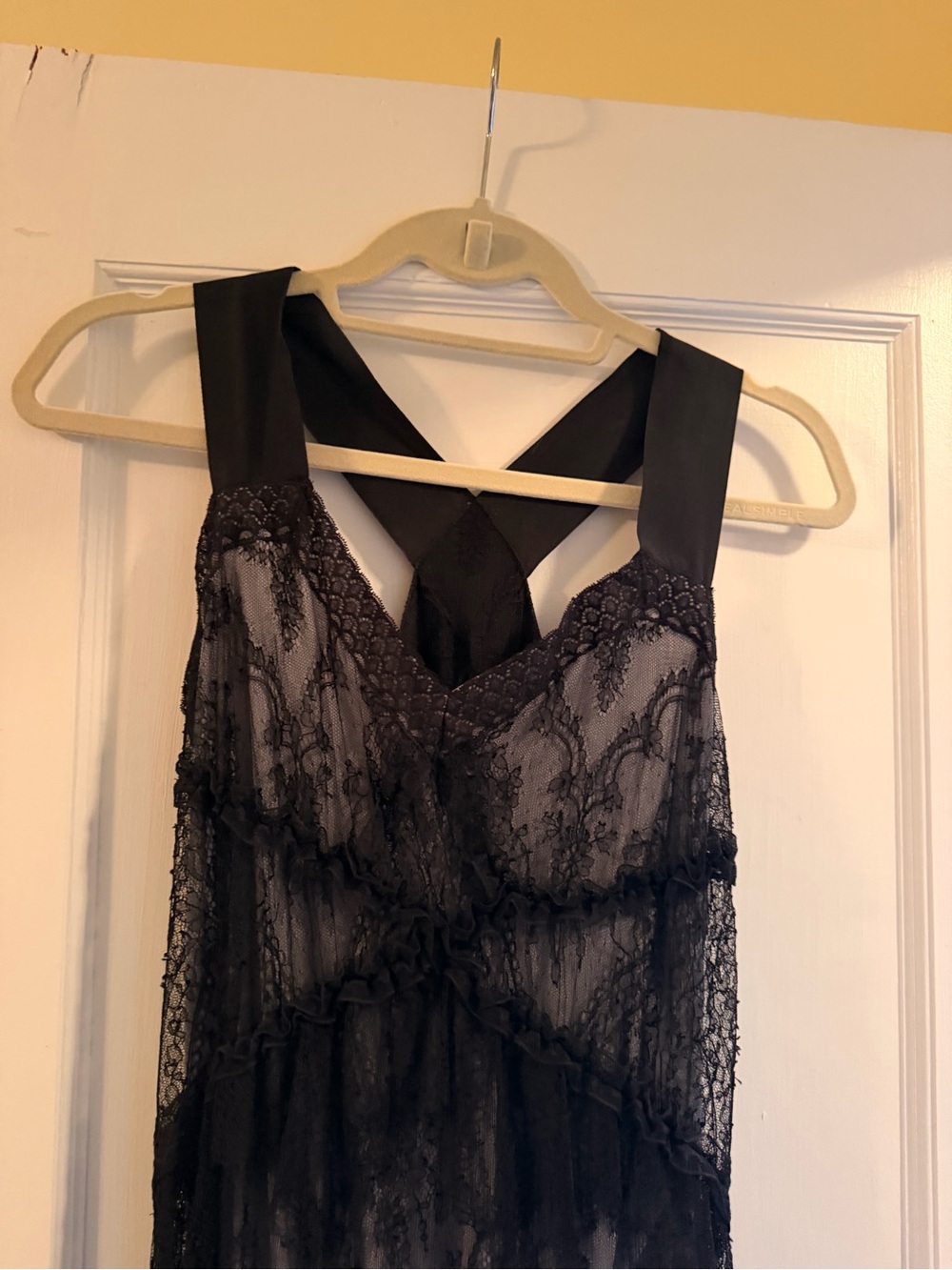 Nina Ricci Black Lace-Trim Long Dress
